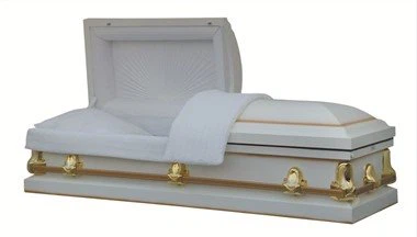 Għasafar White Shaded Gold Square Corner Casket
